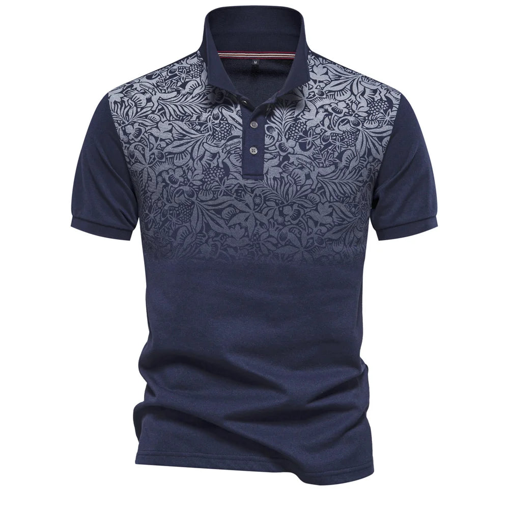 AIOPESON Men's Short Sleeve Polo Shirt, Gradient Printed, Cotton Blend, Summer Fashion, New Design