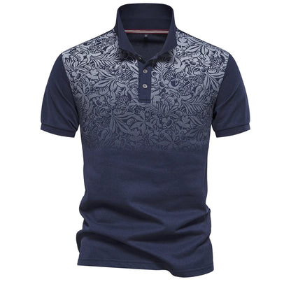 AIOPESON Men's Short Sleeve Polo Shirt, Gradient Printed, Cotton Blend, Summer Fashion, New Design