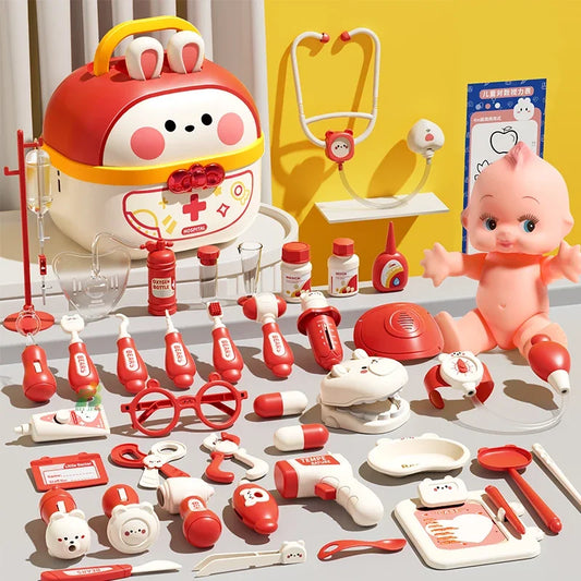 Doctor Toys with Light Hospital Dentist Play Set Doctor Role Play Costume Kit Children Suitcase Educational Gift for Kid 3 Years