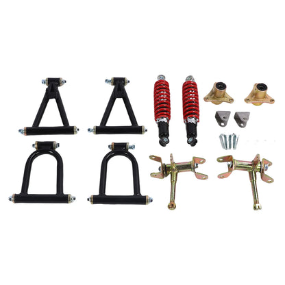 Front Suspension Arm Kit High Strength Enhanced Stability Comfort Upper and Lower Swingarm and Suspension Shock Kit for ATV Quad