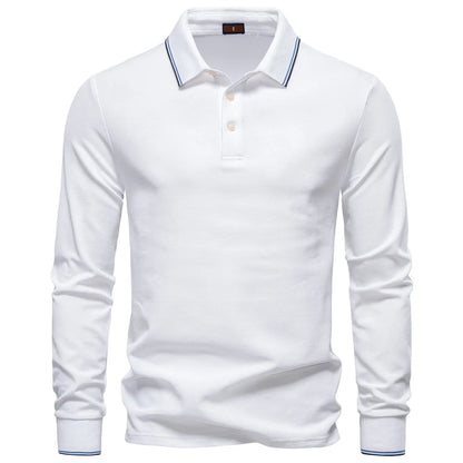 AIOPESON Men's Henley Neck Polo Shirt Cotton Solid Color Long Sleeve Autumn Winter Premium Luxury Mens Top
