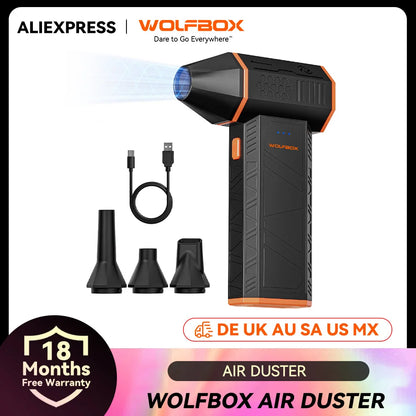 WOLFBOX MF50 Electric Wireless Air Duster Air Blower-110000RPM Portable Fan 3-Gear Brushless Motor for Car/PC/Home/Outdoor