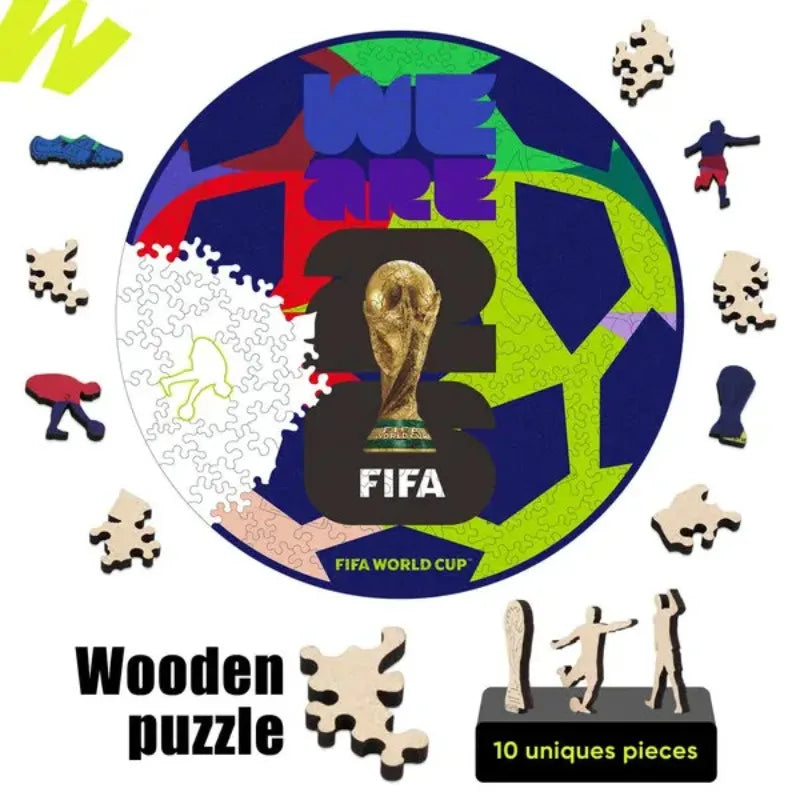 Hot Sale 2026 FIFA World Cup We Are Fifa Publicity Jigsaw Puzzle 11.8*11.8in High Quality Wooden Puzzle Gift for Kids for Adults