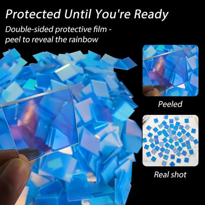 Iridescent Dichroic Acrylic Mosaic Tiles Rainbow Effect Square Acrylic Pieces for DIY Crafts Stained Acrylic Art Home Decoration