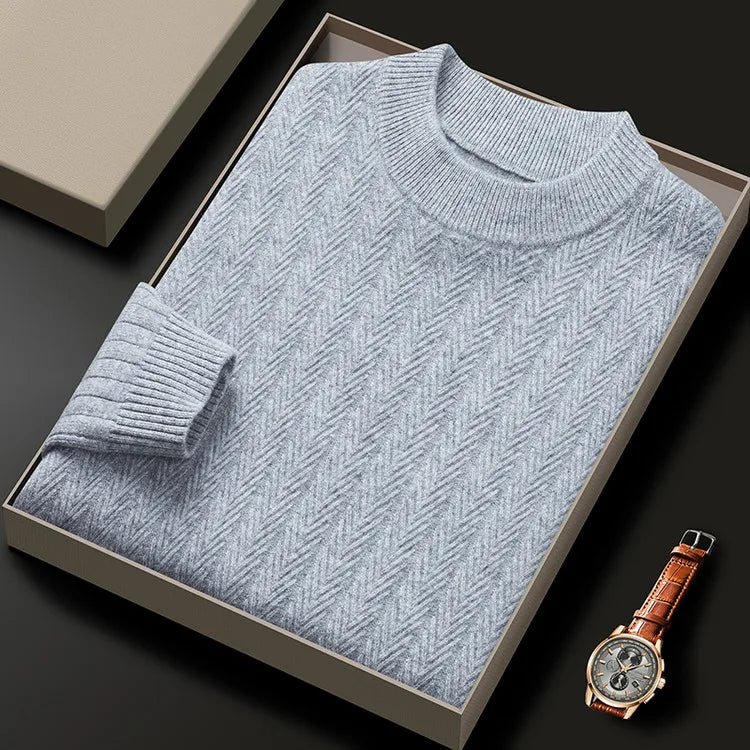 420g 100% Wool Men's High-quality Sweater, Business Casual Round-neck Pullover, Warm & Soft