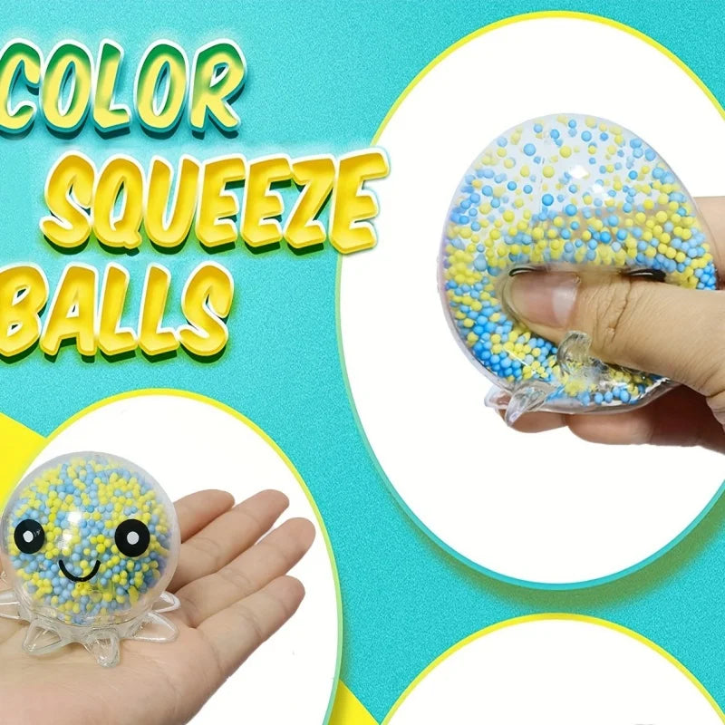 1-6PC Glowing Light Squid Vent Ball Squeeze Decompressions Toy Bubble Octopus Ball Stress Relief Toy Birthday Gift For Kids