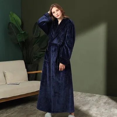Men's Soft Plush Warm Winter Bath & Sleep Loungewear Stylish Cozy Couple's Matching Long Length Mink Fleece Patchwork Robe
