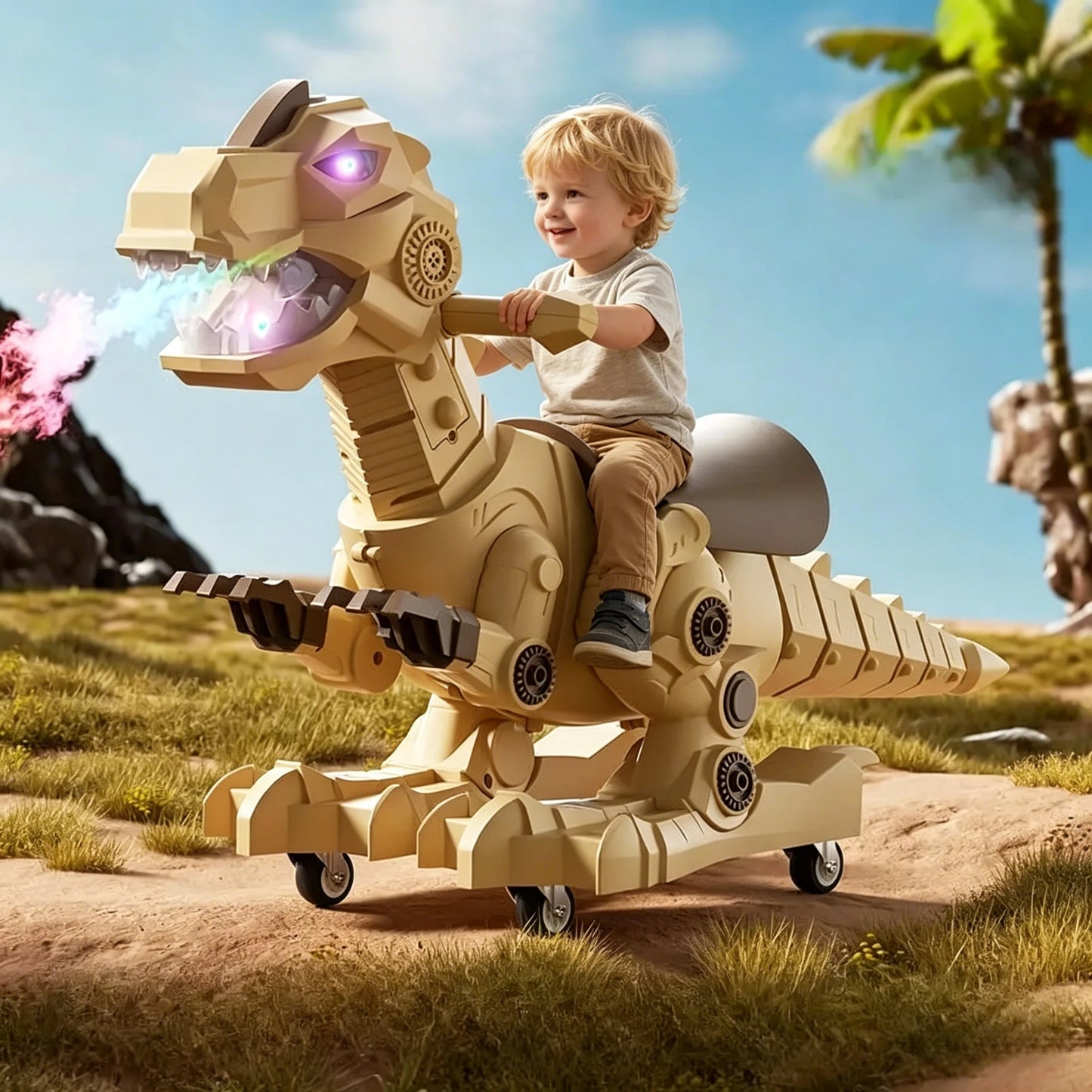 Toddler Dinosaur Ride On Car Baby Sliding Walker Balance Car Indoor Outdoor Riding Toy Dino Birthday Gift for Boys Girls