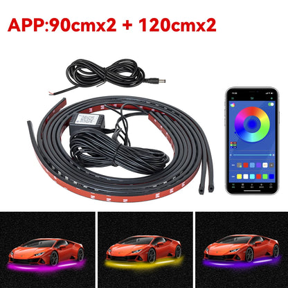 Car Charssis Flexible LED Strip Light LED Underbody APP Control RGB Neon Decorative Lamp For Honda Hyundai Kia Mercedes Benz VW