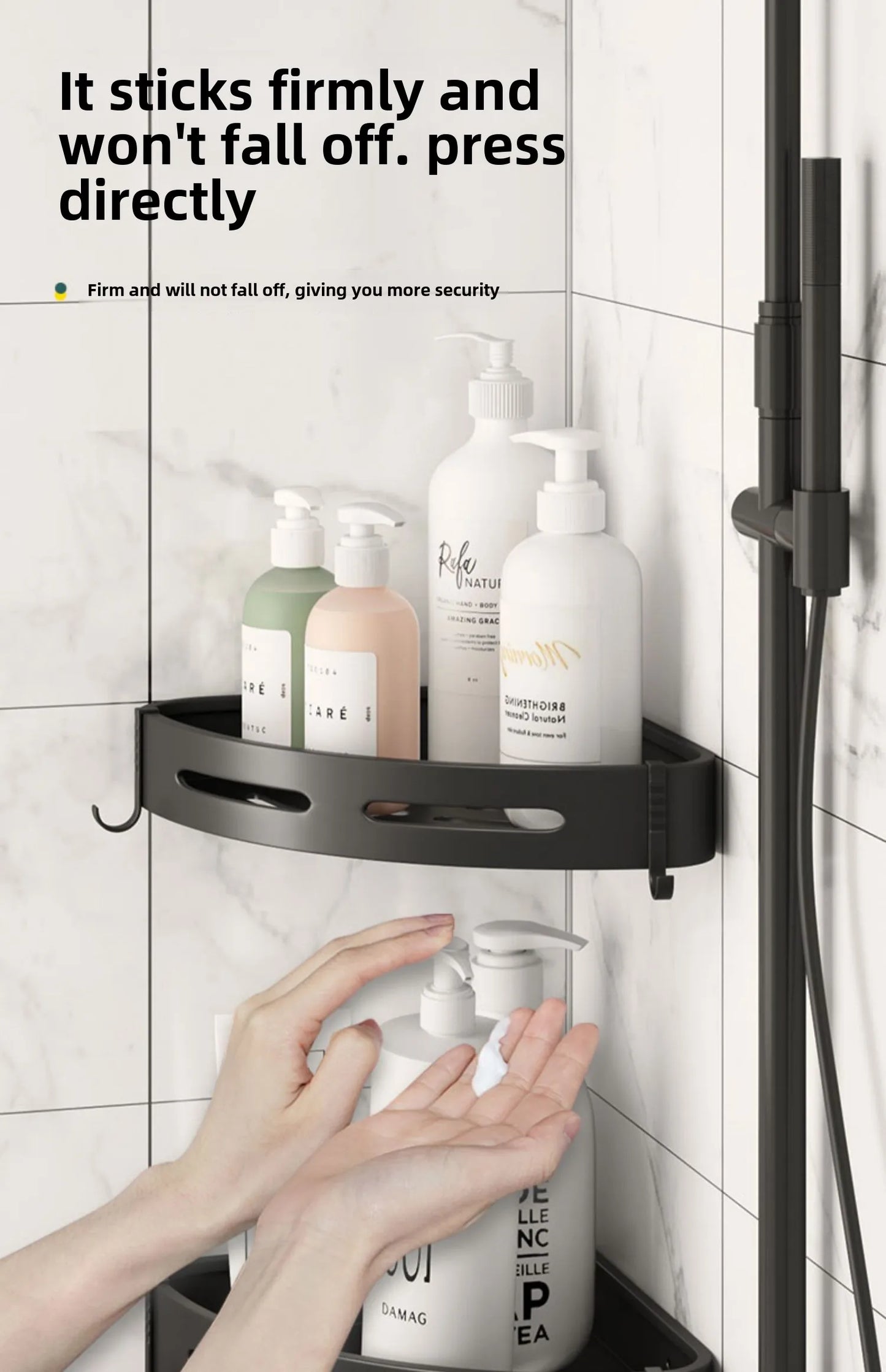 3/2/1 PCS Adhensive Bathroom Shampoo Holder Shower Caddy Shelves Storage No Drill Shelf Corner Towel Holder Shelves For Bathroom