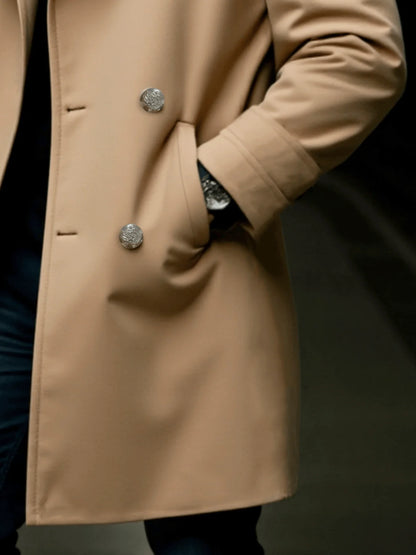 Men's Single-Breasted Wool Coat Thickened for Winter Trench Style Professional Look