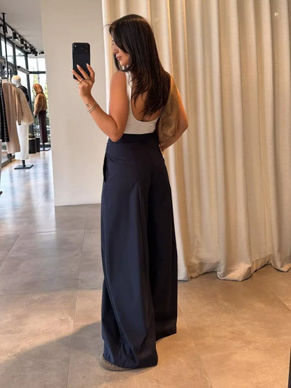Women's Long Pants 2025 Autumn New Arrivals Military Green Pleated Loose Wide-Leg Pants Casual Fashion Stylish and Versatile