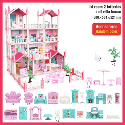 DIY Doll House Assembly Villa Castle Model Furniture Accessories Home Decoration Girl Role Play Educational Toy Christmas Gifts