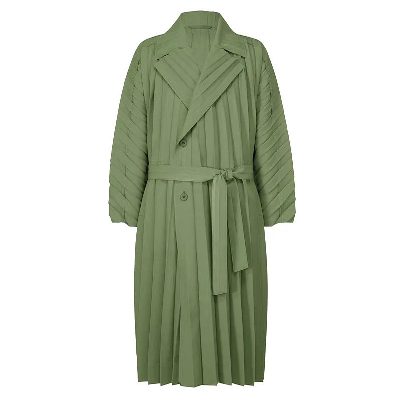 Japan ISSEYS MIYAKES Pleated Loose Drape Casual Loose Trench Coat Mid-Length Coat Jacket