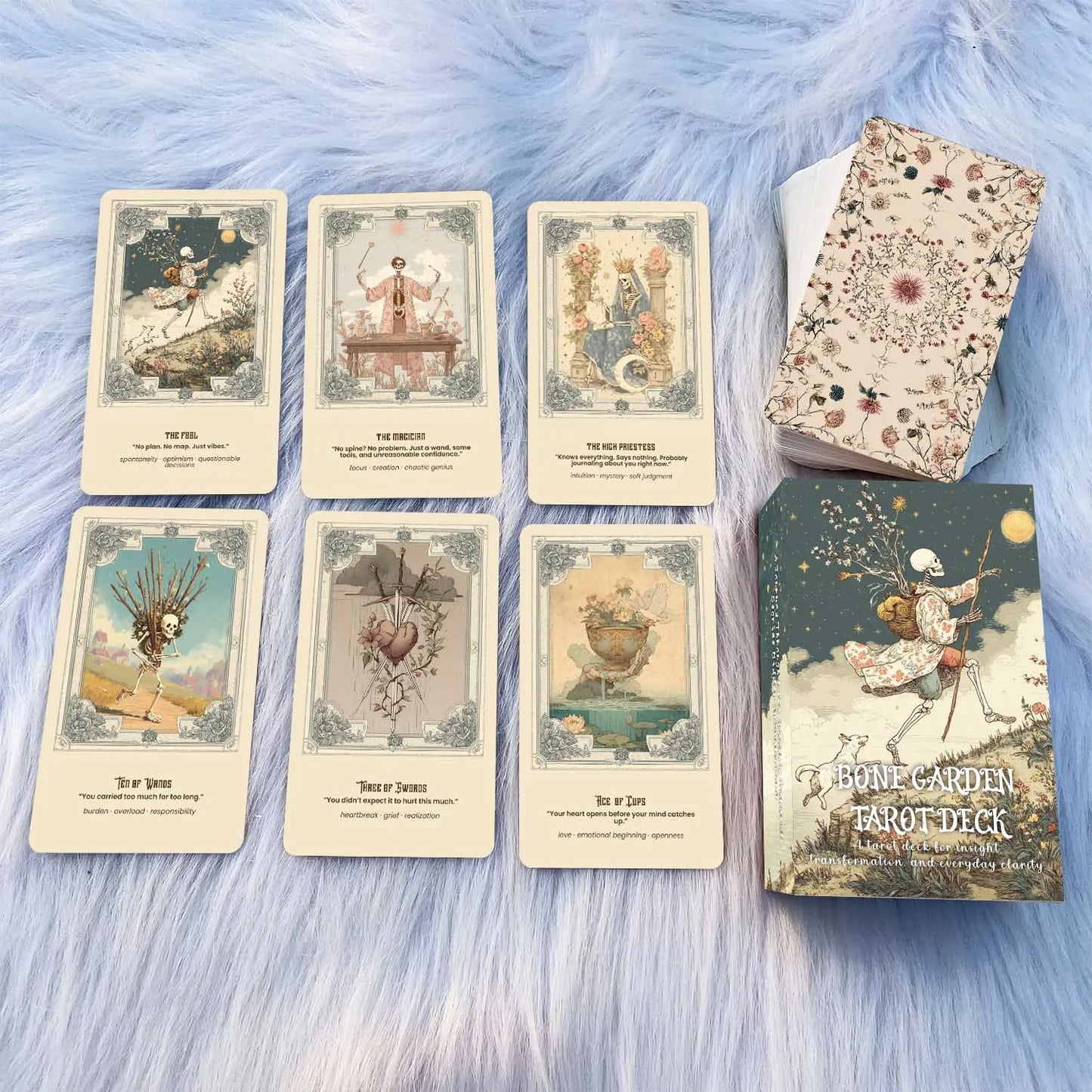 78 Tarot Cards, 13x8 Cm, Bone Garden Tarot Deck, Vintage Plant Beauty, Quiet Storytelling, Includes Paper Manual, Card Game