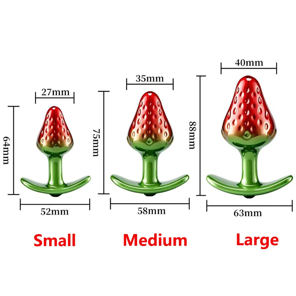 Strawberry Metal Anal Beads Butt Plug Set Small Medium Large Wearable Anal Plug Jewelry Anal Sex Toy For Man Woman