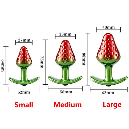 Strawberry Metal Anal Beads Butt Plug Set Small Medium Large Wearable Anal Plug Jewelry Anal Sex Toy For Man Woman