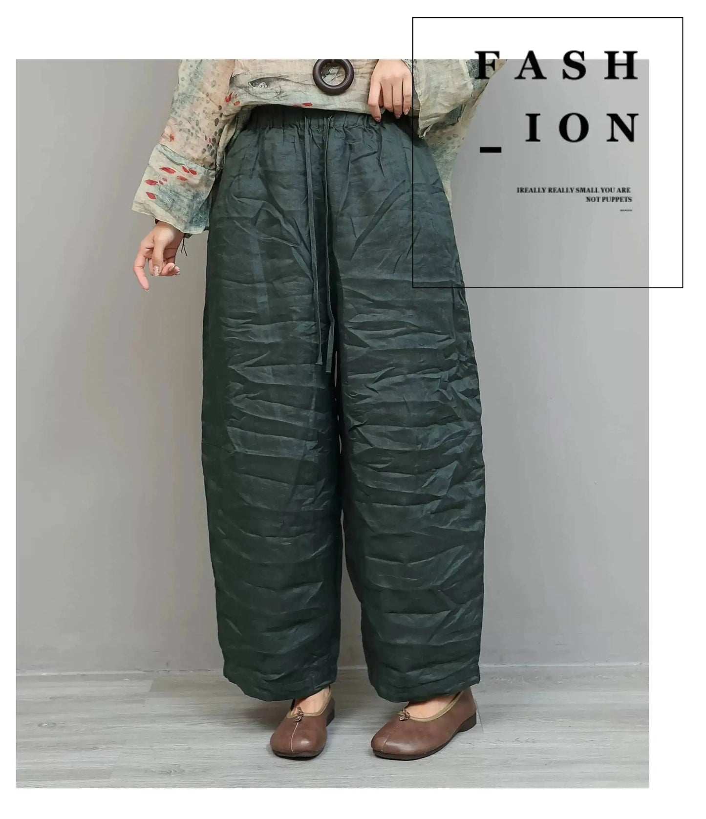 Artistic Ramie Suit Women Summer Printed Lightweight V-neck Mid-length Top + Loose Pants Two-piece Set XY307