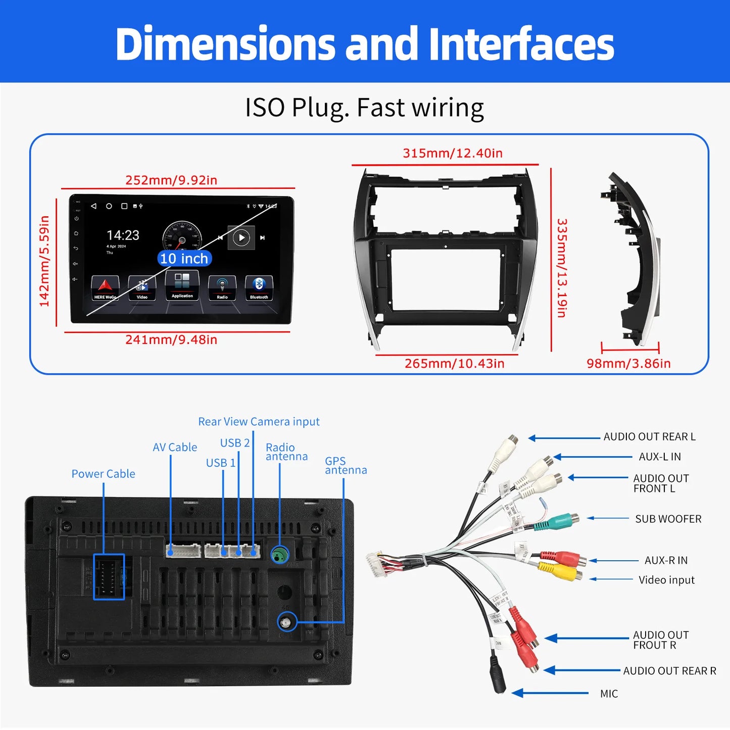 10.1" Android15 JBL For Toyota Camry 7 XV 50 55 2012 2013 2014-2015 2016 2017 Multimedia Carplay Car Player GPS Navigation Radio