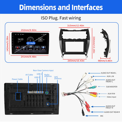 10.1" Android15 JBL For Toyota Camry 7 XV 50 55 2012 2013 2014-2015 2016 2017 Multimedia Carplay Car Player GPS Navigation Radio