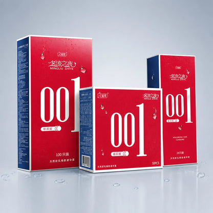 Ultra-Thin 001 Style Condoms for Men, Heavy Textured Intimate Lube Latex Protection, Strong Sensation Personal Care Essentials