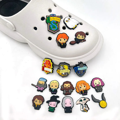 6-100pcs Hot Sales Cartoon Wizard School Series PVC Shoe Accessories DIY Detachable Waterproof PVC Shoe Decorations Giftsts