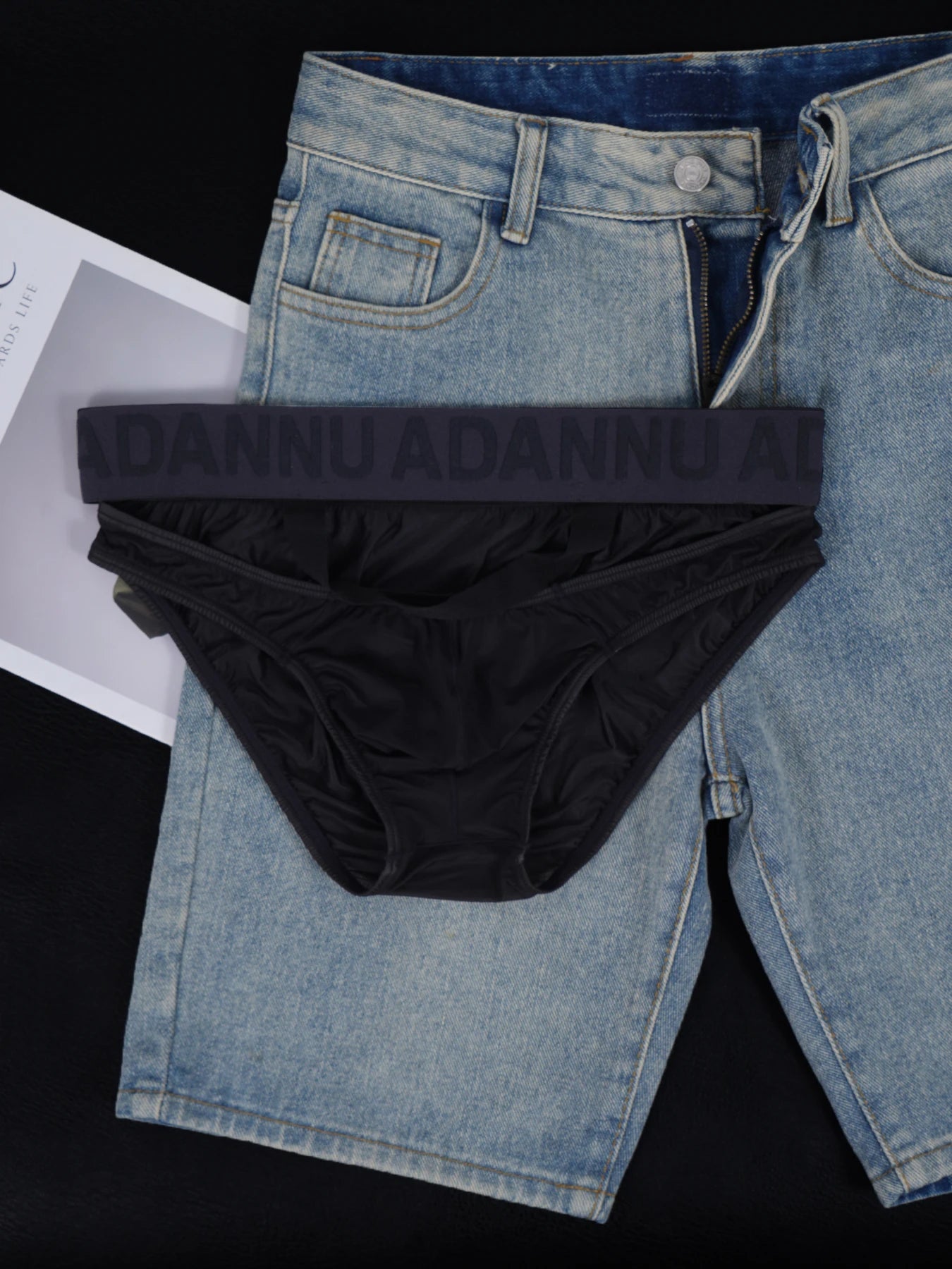 Men's Sexy See-Through Pouch Mini Tight Briefs Unique Crotch Cutout Ice Silk Cooling Underwear