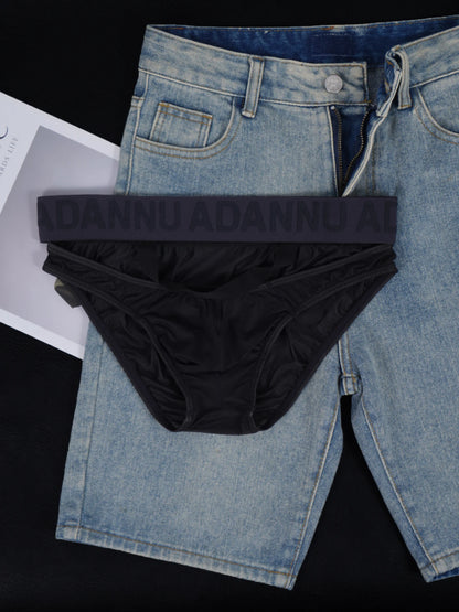 Men's Sexy See-Through Pouch Mini Tight Briefs Unique Crotch Cutout Ice Silk Cooling Underwear