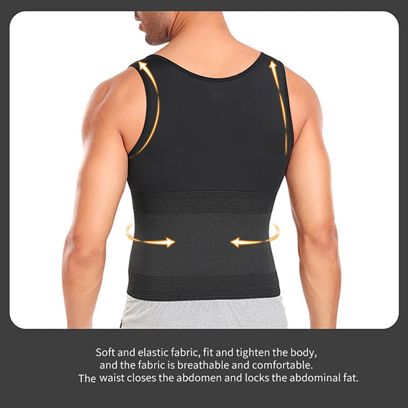 4 Rows of Hook Vest Tummy Control Waist Trainer Tank Top Mens Body Shaper Compression Shirts Shapewear Slim Abdomen Belt Sheath