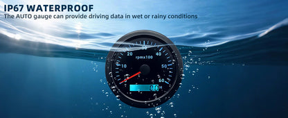 AD 85MM Tachometer with LCD Hour Meter For Marine Boat Car RPM Gauge 0-3000 4000 8000 RPM Meter Tach Sensor 7Colors Backlight