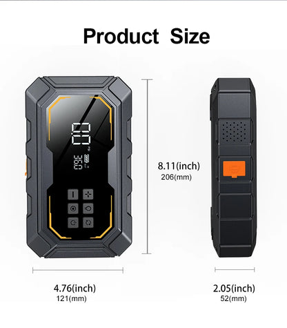 Portable Digital Car Jump Starter Air Compressor 10000 mAh Power Supply with Light Emitting Diode Light 150 psi Tire Inflator