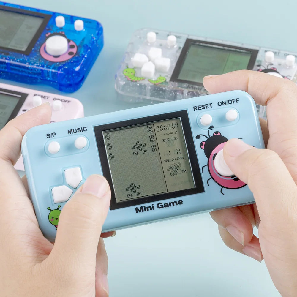 Transparent Mini Handheld Game Console 26 Classic Russian Block Games Backpack Pendant Toy For Chrismas