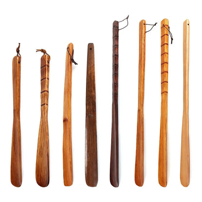 Hanging Shoe Horn Extra Long Handle Easy Remover Shoehorn Lifter Wooden Easy on Off Seniors Put on Shoes Tools