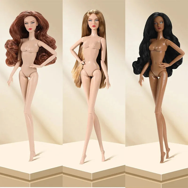New 32cm 2nd Gen Supermodel Doll Nylon Hair Fashion Freckle Make-up 14 Joints Fair/dark Skin 1/6 Female Doll Collectible Gifts