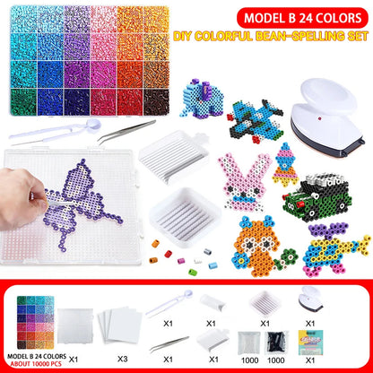 Creative Craft Kit: 24/48 Color 2.6mm Fuse Beads, Perler Iron Beads for 3D Art & DIY Projects, Educational Toy Gift for All Ages