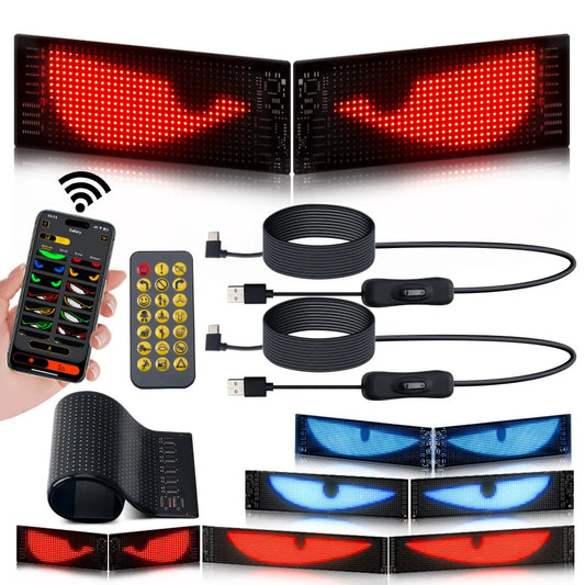 Dynamic Devil Eyes Light for Car Truck Windshield Programmable LED Display Flexible Soft Screen DIY Bluetooth APP Remote Control