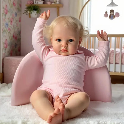 NPK 24inch Ellie Toddler Doll Princess Girl Lifelike Reborn Soft Touch 3D Skin Art Doll with Hand Rooted Hair Newborn Simulation