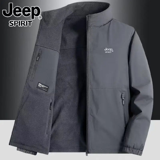 JEEP's new men's Jeep warm windproof jacket with a stand-up collar for autumn and winter, a double-sided casual jacket