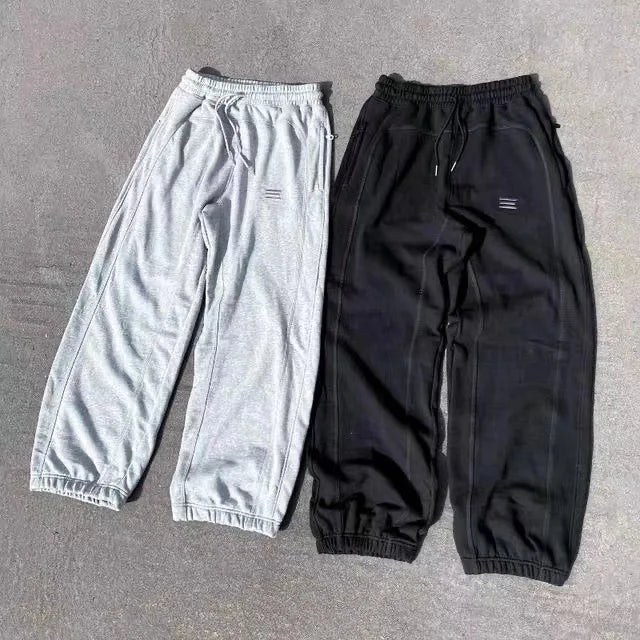 2025 New Men's Cotton Sweatpants Embroidered Three Bars Casual Style Long Pants Fashionable Sporty Trousers for Teens