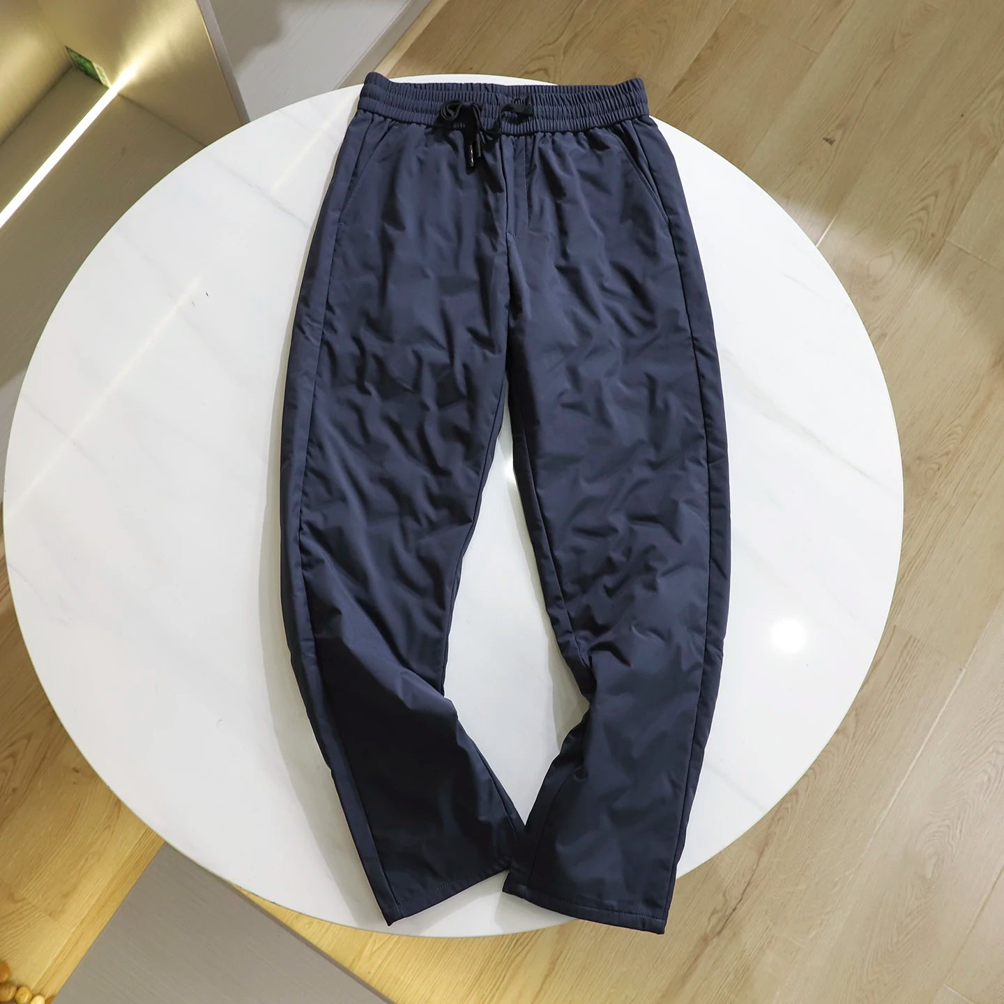 Men's Winter Thickened 90 Duck down High Fluffy Elastic Waist Casual Straight Leg Long Pants Lightweight Warm Outdoor Wear