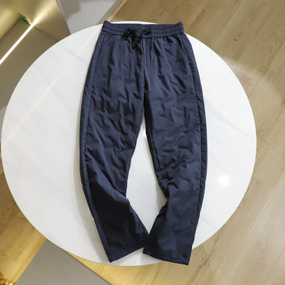 Men's Winter Thickened 90 Duck down High Fluffy Elastic Waist Casual Straight Leg Long Pants Lightweight Warm Outdoor Wear