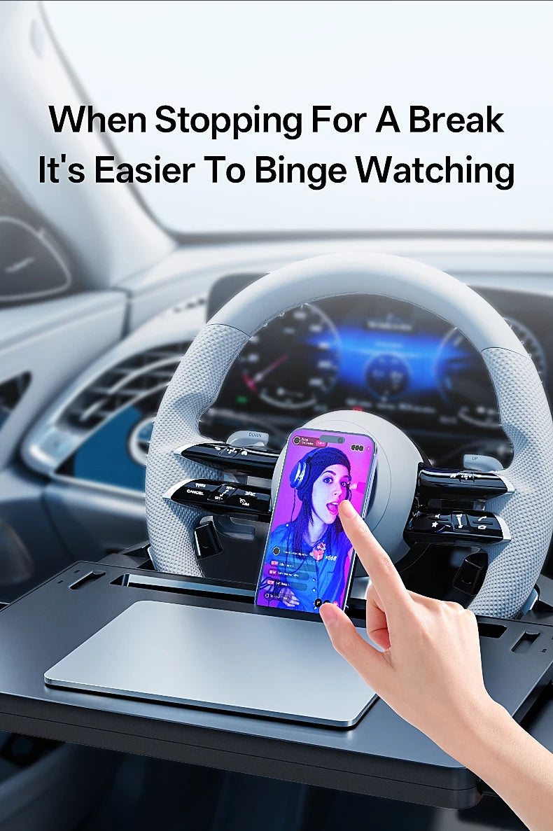 Multifunctional Car Steering Wheel Desk Portable Laptop Desk Foldable Car Storage Stand Work and Dining Table Travel Office