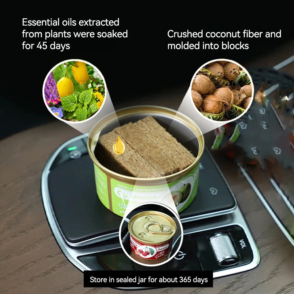 organic air freshener tank, bubble gum scent, 3 anti-spill blocks per can, perfect for car scent, new car scent