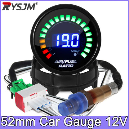 Digital 52mm Air Fuel Ratio Gauge LED Digital Display With Narrowband O2 Oxygen Sensor 06J906262AA for Gasoline Car 12V