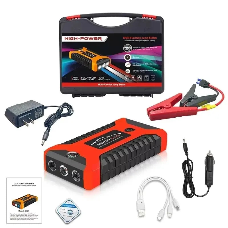 4 In 1 600A Jump Starter Power Bank 5400mAh  Air Compressor Tire Pump Portable Charger Car Booster Starting Device