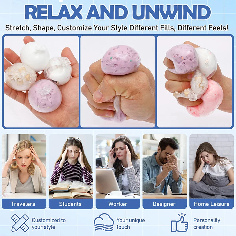 DIY Blank Stress Ball Kit Squishy Stress Ball Making Material Kit Handmade Squishy Stress Balls Empty Squeeze Ball Maker Kit