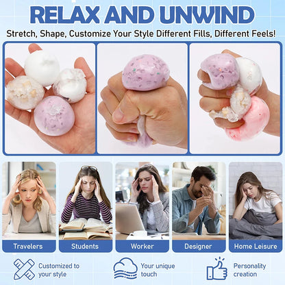 DIY Blank Stress Ball Kit Squishy Stress Ball Making Material Kit Handmade Squishy Stress Balls Empty Squeeze Ball Maker Kit