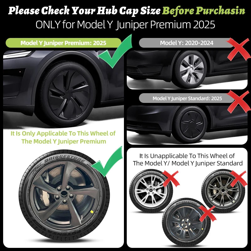 4PCS for Tesla Model Y 2025-2026 Juniper 19 Inch Smooth Style Hubcap Hub Cap Full Rim Cover Replacement Wheel Cap Accessories
