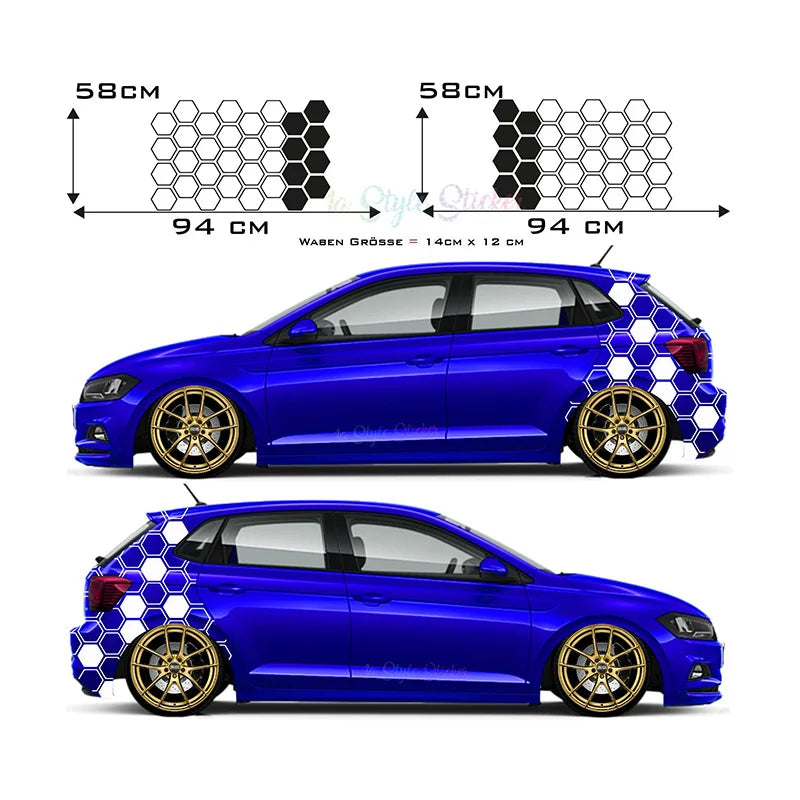 Honeycomb Side Door Back Sticker Fender Car Sticker Universal Hexagon Design Vinyl Stickers Decal Ade Kit