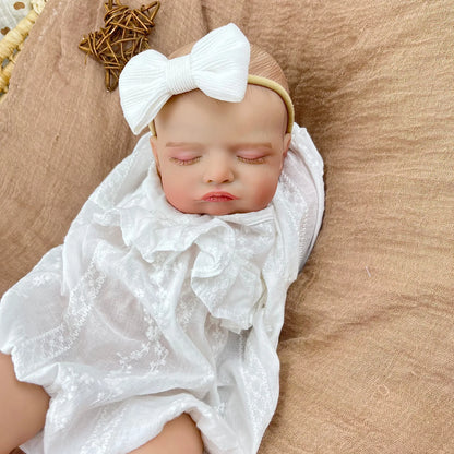 AONPENG 18 inch Realistic Asleep Reborn Baby Doll with Cloth Body 45 CM 3D-Skin Doll Fashion Birthday Gift for Collectors